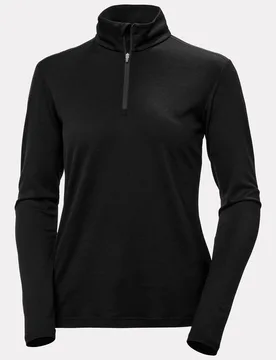 Women’s Merino Half-Zip Base Layer Black L - Black - Female - Helly Hansen - FashionsVida