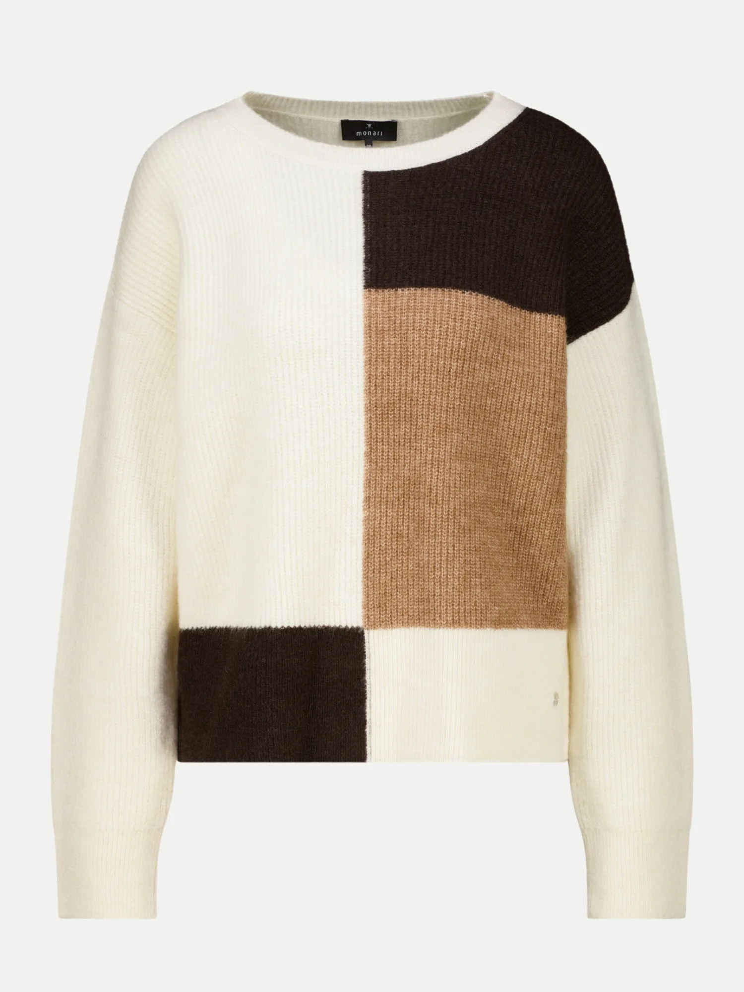 Strickpullover mit Colorblock 160-antique white 40 - monari - FashionsVida