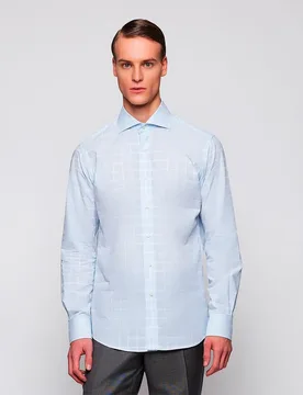 Camisa de hombre manga larga cuadros en relieve Tallas Grandes - Mirto - FashionsVida