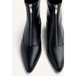 Botines elásticos de mujer con cremallera frontal y caña tipo calcetín
