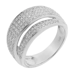 Womens Ladies Embellished 925 Sterling Ring - Silver, Size: L - Size L
