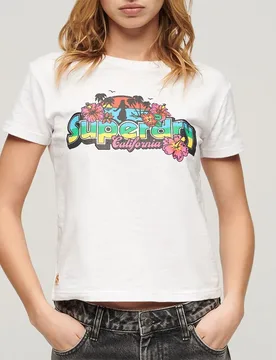 T-shirt à Manches Courtes Cali Sticker Fitted Winter White Slub XL - Superdry - FashionsVida