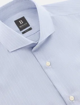 Camisa de rayas de algodón slim fit - Boggi Milano - FashionsVida