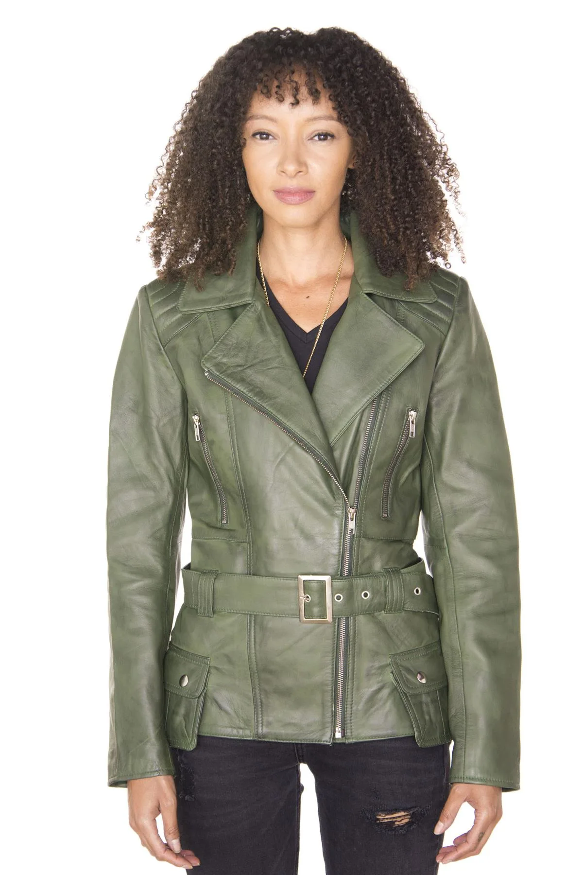 Womens Long Biker Jacket-Quito - Grey - Size 22 Uk - Infinity Leather - FashionsVida