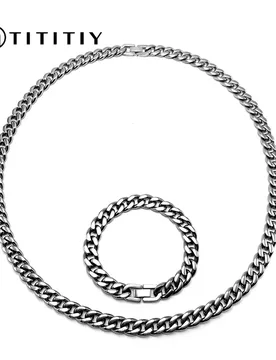 Pure Titanium Necklace Bracelet 10.5mm Cuban Chain Anti Allergy Bold Denim Chain Trendy Hip-hop Accessories Retro Chain Neutral - Aliexpress - FashionsVida