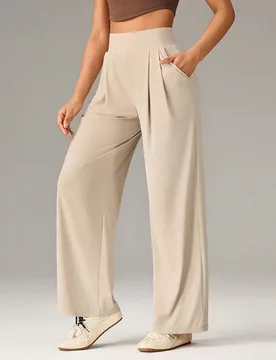 Pantalones deportivos para mujer, de uso diario y casual, con protección UV, tacto fresco y suave, de pierna ancha y fondo activo - Shein - FashionsVida