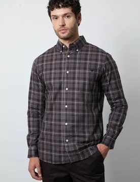 Men's Plum Check Long Sleeve Shirt Size: Small - Plum - Size: S - Debenhams - FashionsVida