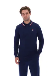 Navy Monte Tipped Collar Long Sleeved Polo - XS