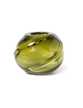 Vase WATER SWIRL ROUND Moss Green olive baby - Ferm Living - FashionsVida