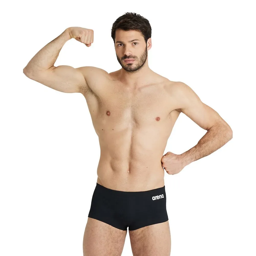 Team Low Waist Solid Swimming Boxer Black / White 65 Men - Arena - FashionsVida