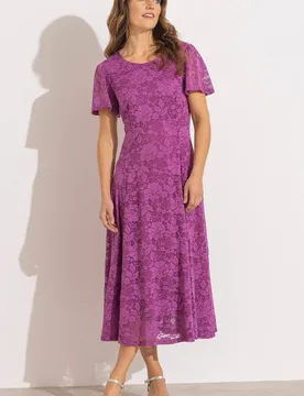Women's Shimmer Lace Midi Dress in Purple Size: 16 - Purple - Size: 16 - Anna Rose - FashionsVida