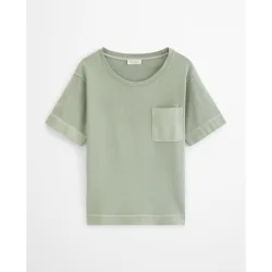 Camiseta de mujer suelta con bolsillo de satén adjunto