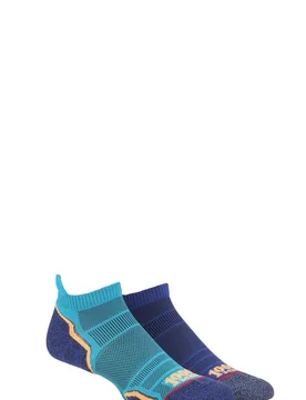 Mens and Women's 2 Pair Run Anklet Socks Kingfisher 9-11.5 Mens - Blue - Size: 9-11.5 Mens - 1000 Mile - FashionsVida