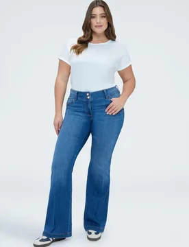Vaqueros de mujer flare efecto lavado - Fiorella Rubino - FashionsVida