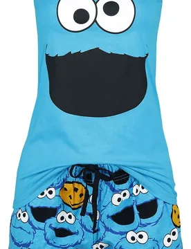 Schlafanzug - Krümelmonster - Gesicht - S bis 3XL - für Damen - Größe M - blau - EMP exklusives Merchandise! - Frauen - female - Sesamstraße - FashionsVida