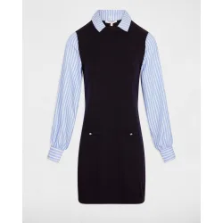 Vestido corto con cuello polo efecto camisero