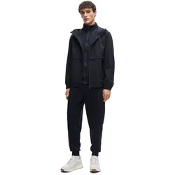 Mens Crispian Hooded Solid Patterned Rain Jacket In Dark Blue - Size 2xl