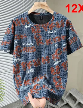 XL Plus Size T-shirt Men Summer Short Sleeve Tshirt Letter Print Tops Tees Male Big Size 12XL - Aliexpress - FashionsVida