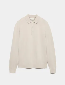 Pure Extra Fine Merino Wool Polo Shirt Stone male - Autograph - FashionsVida