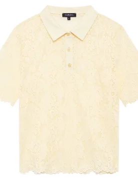 Polo de mujer con efecto calado y manga corta - Caroll - FashionsVida