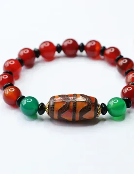 Tiger Tooth Dzi Bead , Red Agate Bracelet, Chalcedony - Aliexpress - FashionsVida
