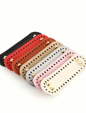 Piezas Juego de cuero sintético de estilo bohemio en forma ovalada hecho a mano - Fondo ovalado perforado previamente, fondo de bolsa tejido a mano c - Shein - FashionsVida