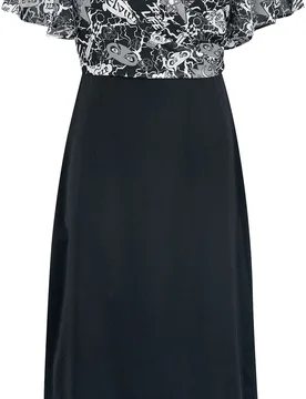 Gothic Kleid knielang - Gothicana AOP Dress - S - für Damen - Größe S - schwarz - Frauen - female - Gothicana by EMP - FashionsVida
