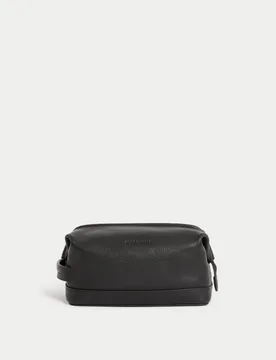 Leather Pebble Grain Washbag Black male - Autograph - FashionsVida