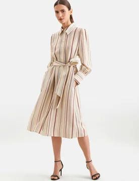 Fliessendes Hemdblusenkleid aus Viskose Mix Beige 44 - Seidensticker - FashionsVida