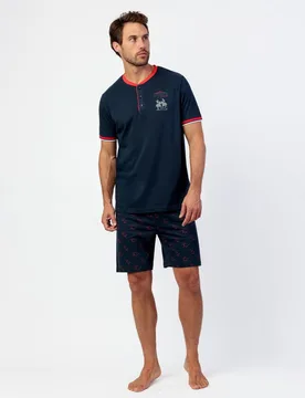 Pijama corto de hombre de punto de color - Admas - FashionsVida