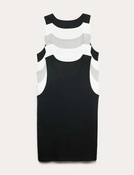 Pack Pure Cotton Sleeveless Vests Black/Grey male - M&S - FashionsVida