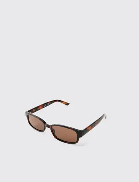 Herren Rechteckige Sonnenbrille In Schildpatt-Optik Brown - boohooMAN - FashionsVida