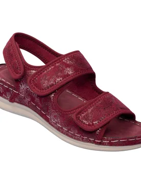 Bequem-Klettsandalette „Christa“ rot 40 Damen - wonderwalk - FashionsVida
