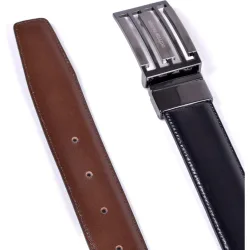 Cinturón de hombre de piel reversible en negro marrón