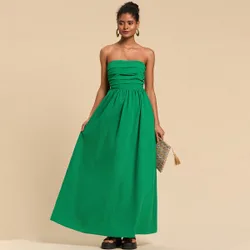 Vestido largo de tirantes de unicolor de tejido para mujer XL