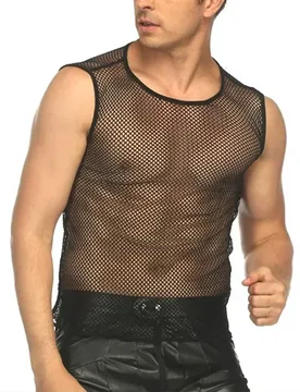 Mens Tank Top Mesh Erotic Hombre Fishnet Breathable String Vest Sleeveless See Through Slim Sport Solid Color Stretch Shirts - Aliexpress - FashionsVida