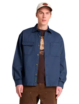 Camicia A Maniche Lunghe Twill Overshirt Mood Indigo 2XL - Timberland - FashionsVida