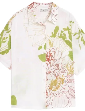 Camisa de mujer flores manga corta - Desigual - FashionsVida