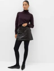 Faux Leather Croc Mini Skirt Dark Burgundy female