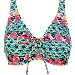 Top de bikini de capacidad con tirantes regulables y estampado geométrico