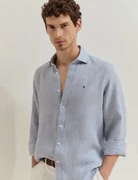 Camisa de lino de hombre de corte regular - Lion of Porches - FashionsVida