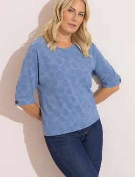 Women's Textured Floral Top in Blue Size: 2XL - Blue - Size: 2XL - Klass. - FashionsVida