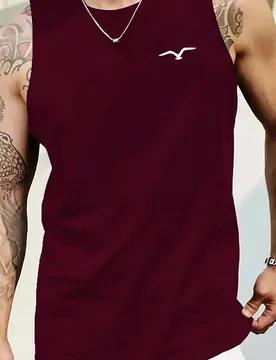 Camiseta de verano de cuello redondo informal con estampado de gaviota para hombres L - Shein - FashionsVida