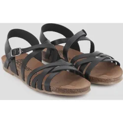 Sandalias de tiras de mujer planas de piel
