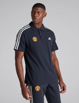 Manchester United x Mens Essentials Pique 3-Stripes Polo Shirt Navy 2XL - Adidas - FashionsVida