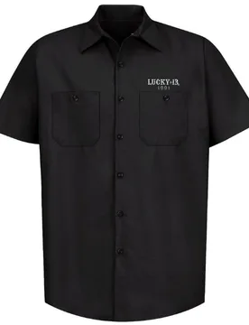 Rockabilly Kurzarmhemd - L13 The Miss Trust Work Shirt - S - für Männer - Größe S - schwarz - Männer - male - Lucky 13 - FashionsVida
