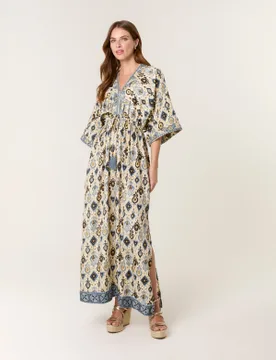 Embellished Kimono Dress - M / MULTI - female - Blue Vanilla - FashionsVida