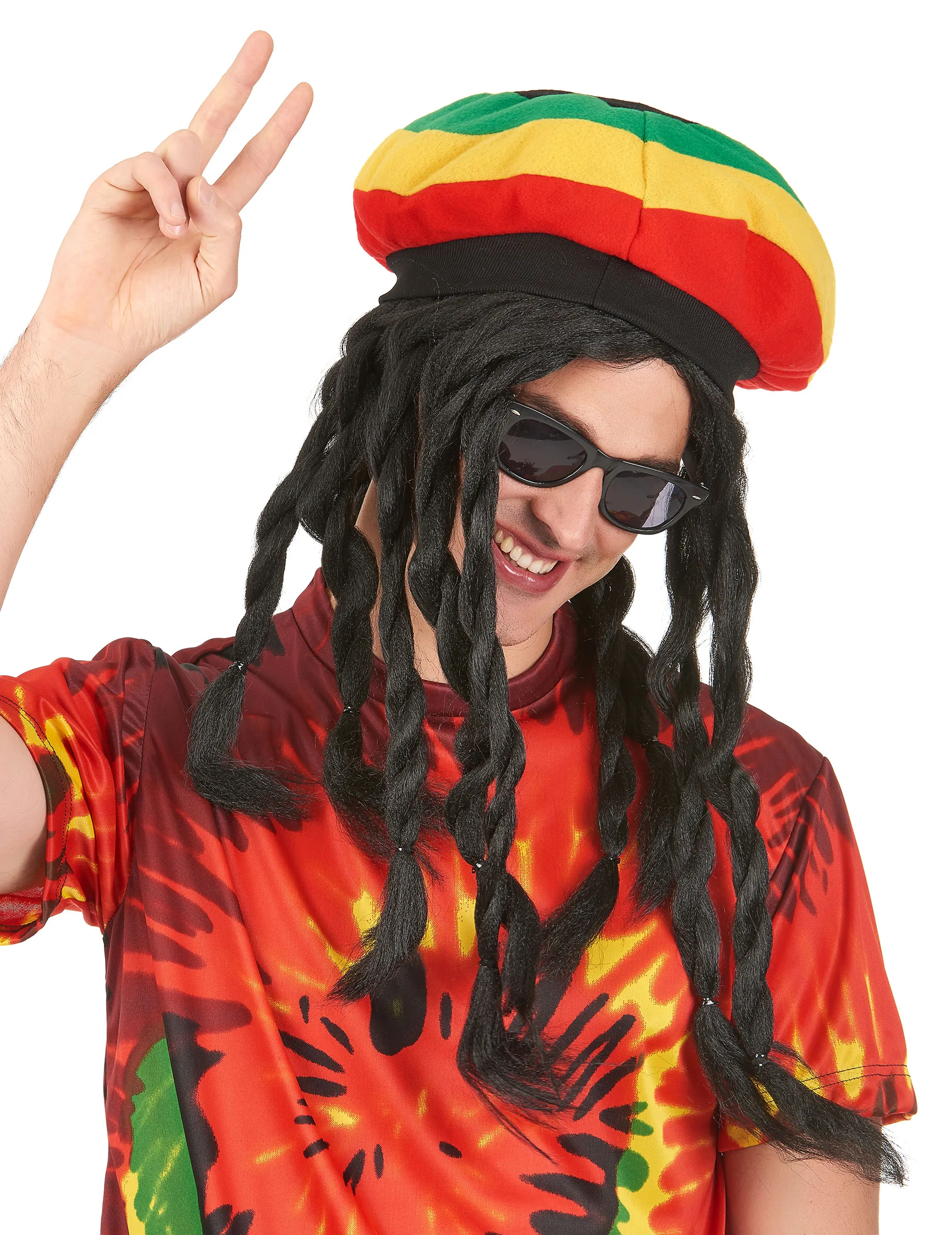 Rasta Perücke mit Dreadlocks schwarz-bunt - KARNEVAL-MEGASTORE - FashionsVida