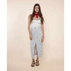 Falda midi de rayas denim de mujer chiara