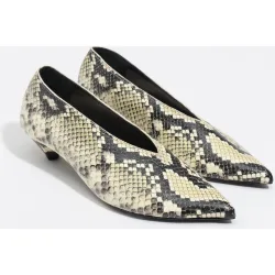 Zapatos de salón de mujer piel serpiente tacón bajo